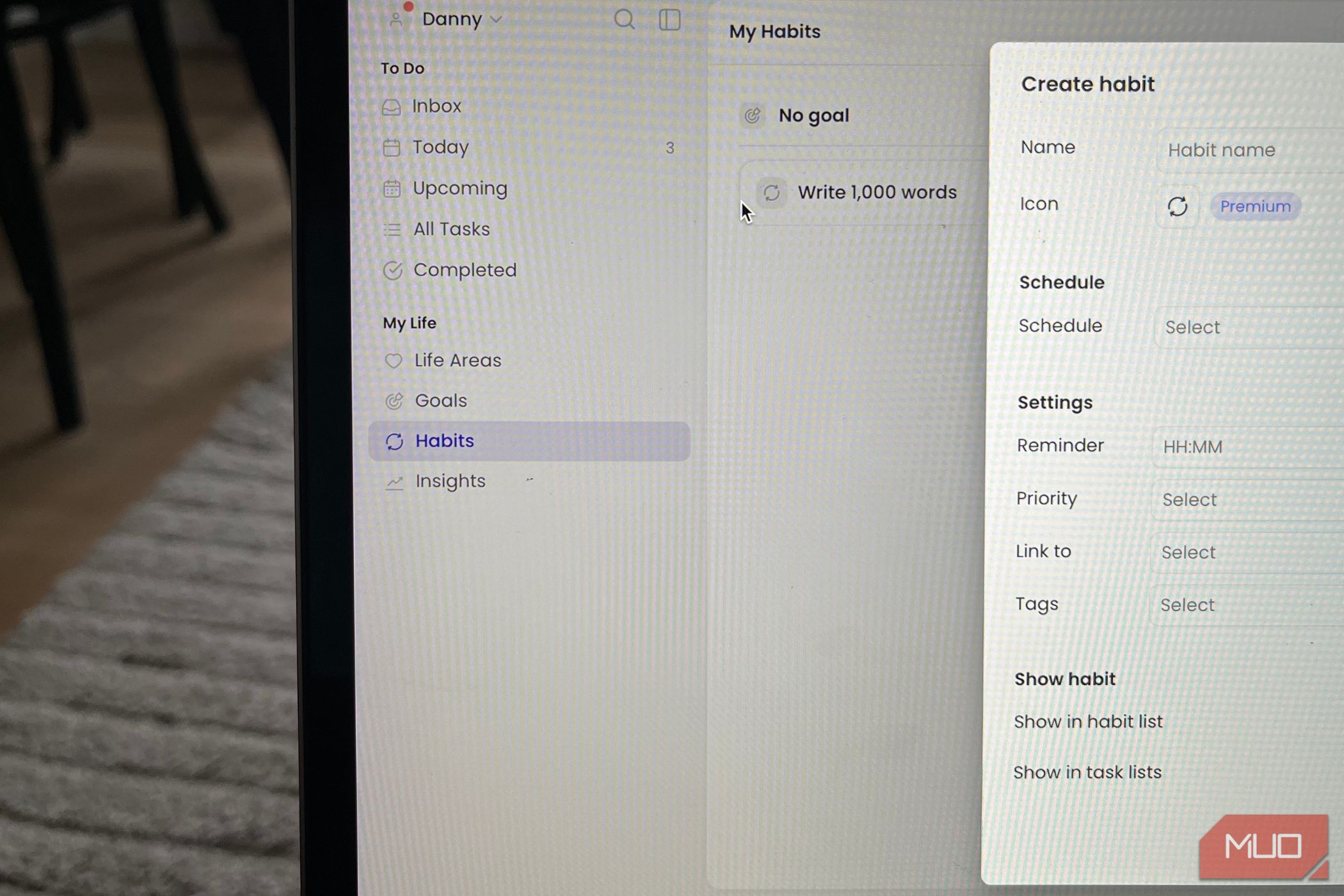 Griply app interface showing progress tracking