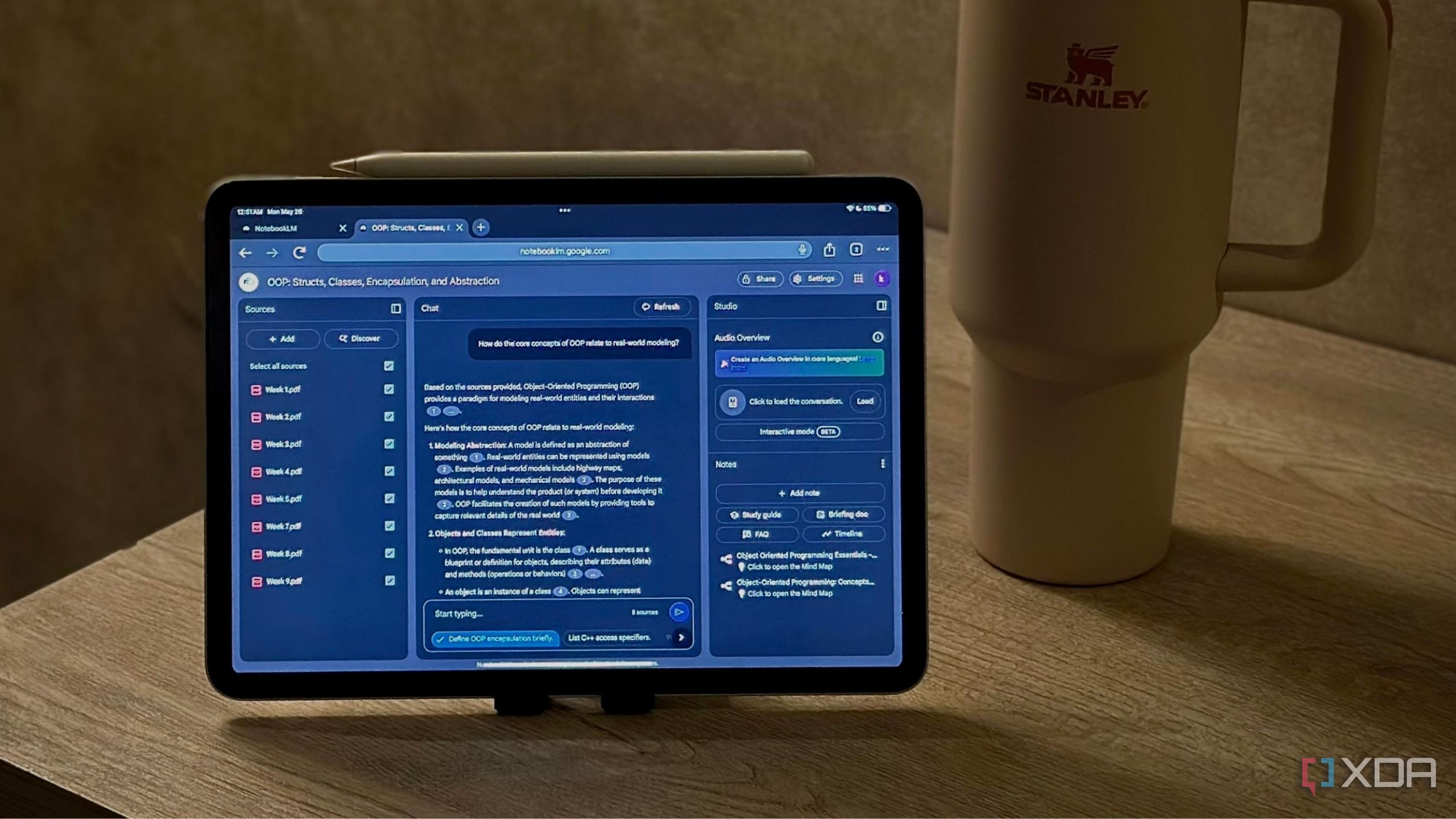 NotebookLM on tablet