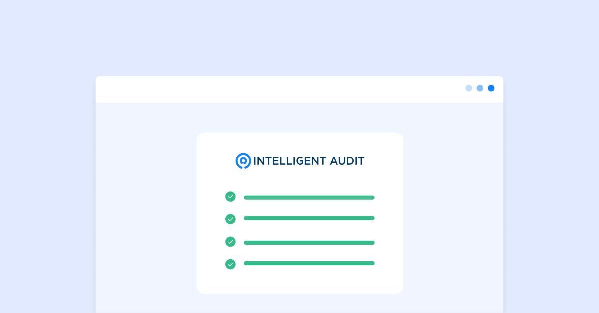 Intelligent Audit's logo on top of a check-mark list