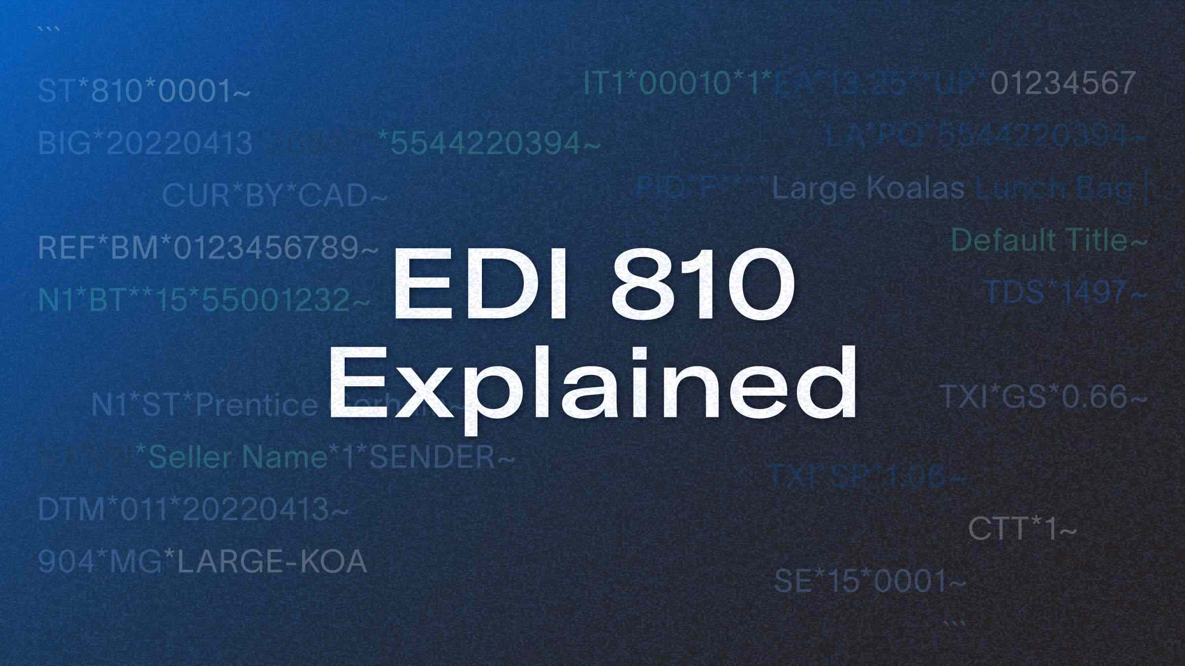The article title EDI 810 Explained against a dark blue background with EDI 810 segments.