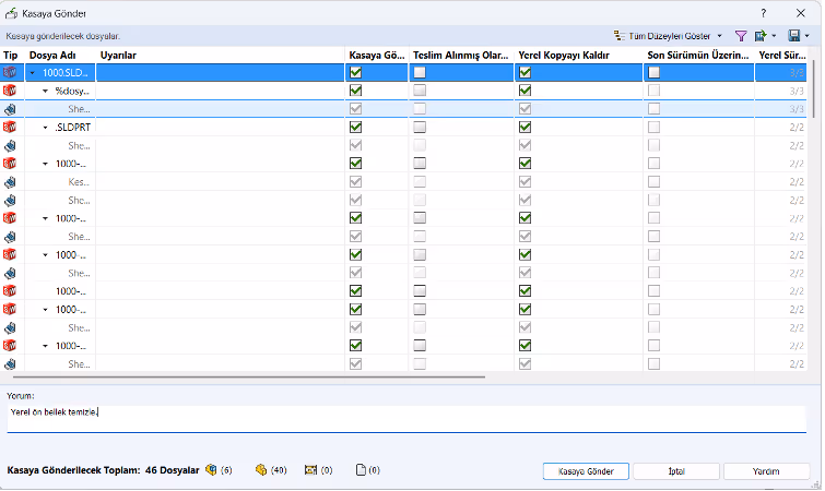 SOLIDWORKS PDM' de Yerel Önbelleği Yönetme