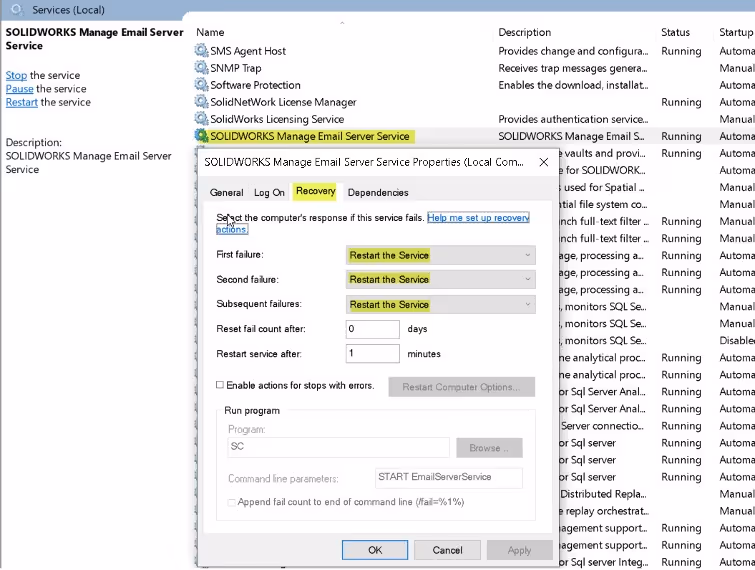 SOLIDWORKS Manage Bildirim Hizmeti