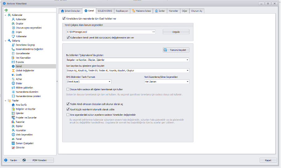 SOLIDWORKS MANAGE Nesnelerin Sütunlarının Düzenlenmesi