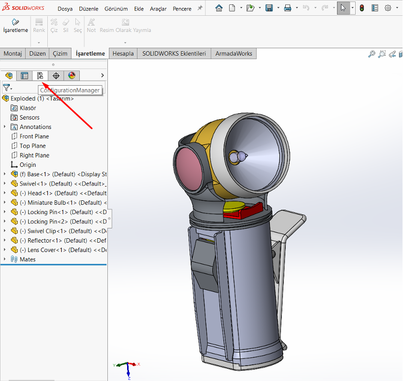 SOLIDWORKS’te Görüntü Oluşturma Durumu