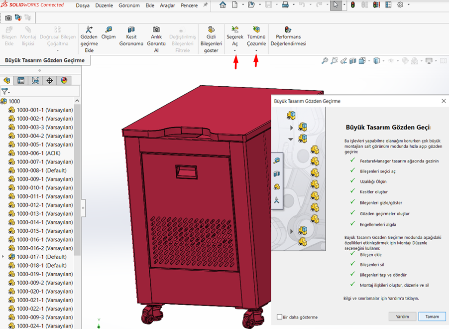 SOLIDWORKS'te Montaj Açılış Modları
