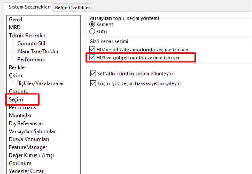 Modelde Seçim Yaparken Arka Kenarların Gelmesi