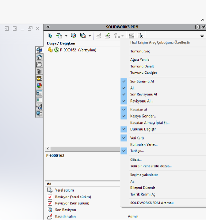 SOLIDWORKS PDM SOLIDWORKS 2025 Görev Panosu Düzenleme