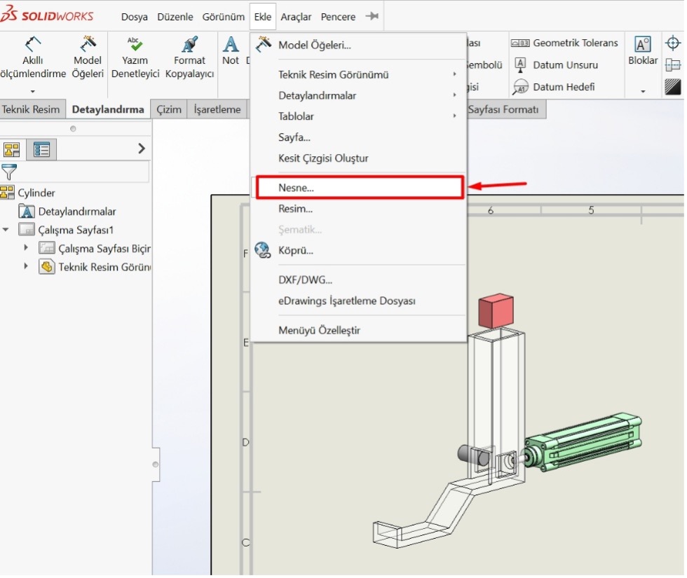 SOLIDWORKS’te OLE (Object Linking and Embedding) Kullanımı