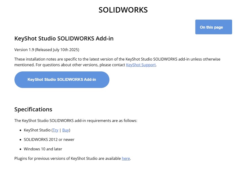SOLIDWORKS için KeyShot eklentisini indirme ve kurulum işlemi