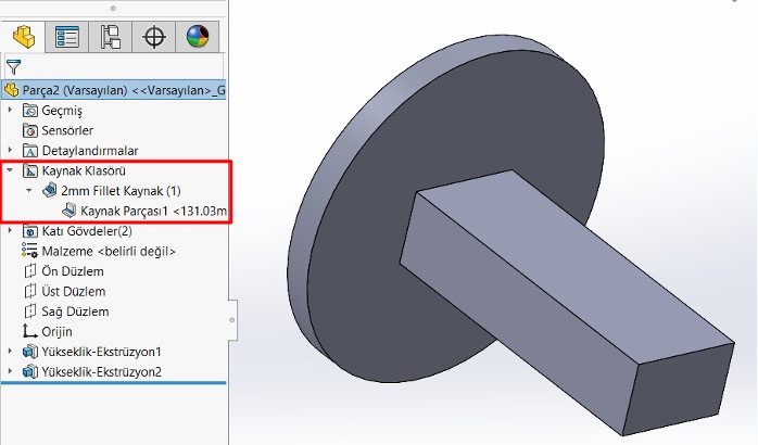 SOLIDWORKS Kaynak Parçası Görünmeme Sorunu