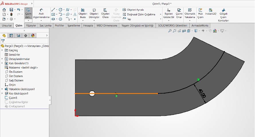SOLIDWORKS’te Parçalı Çizgileri Tek Çizgi Yapma