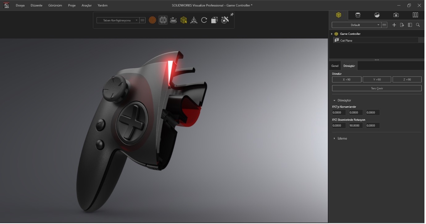 SOLIDWORKS Visualize'da Transparan Görüntü