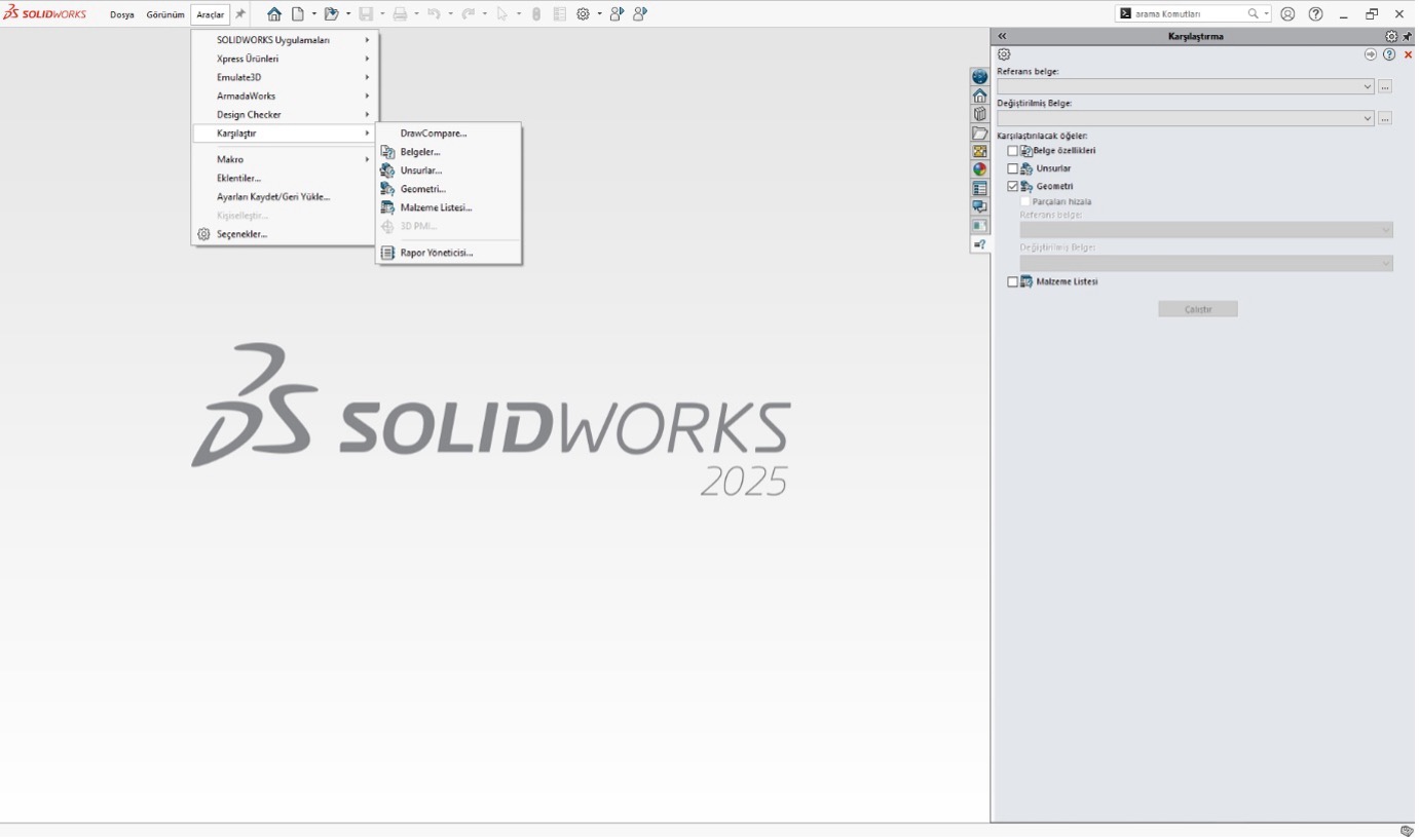 SOLIDWORKS Compare (Karşılaştır) Komutu