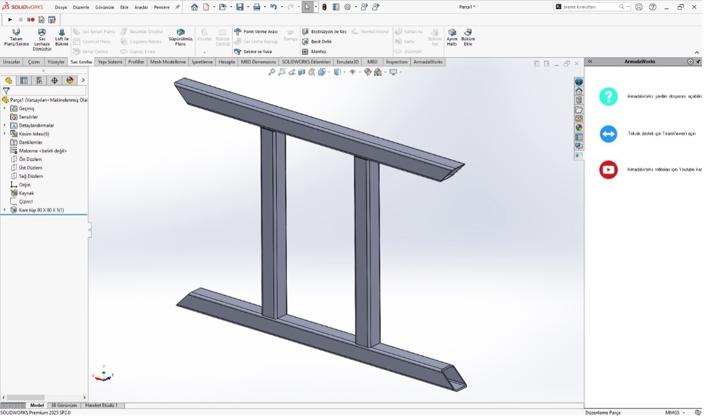SOLIDWORKS'te Sekme Ve Yuva Komutunu Profilde Kullanmak