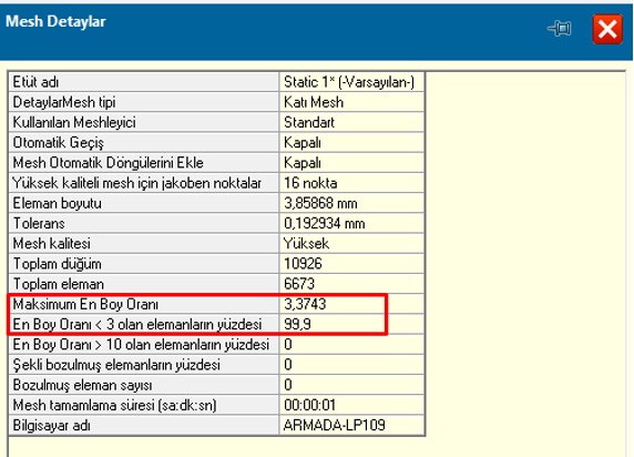 SOLIDWORKS Simulation’da Mesh Doğruluğu Kontrolü