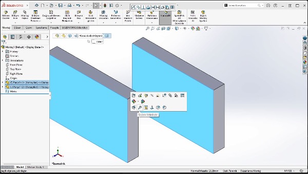 SOLIDWORKS Montaj Kısa Yolunun Konumunun Kayması