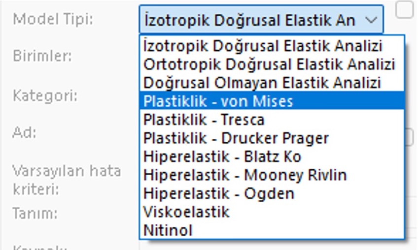 SOLIDWORKS Simulation’da Nonlineer Malzeme Özellikleri
