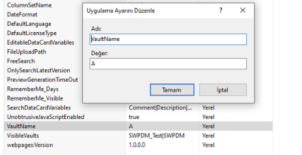 SOLIDWORKS PDM Web2'de Kasa Adı Tanımlama