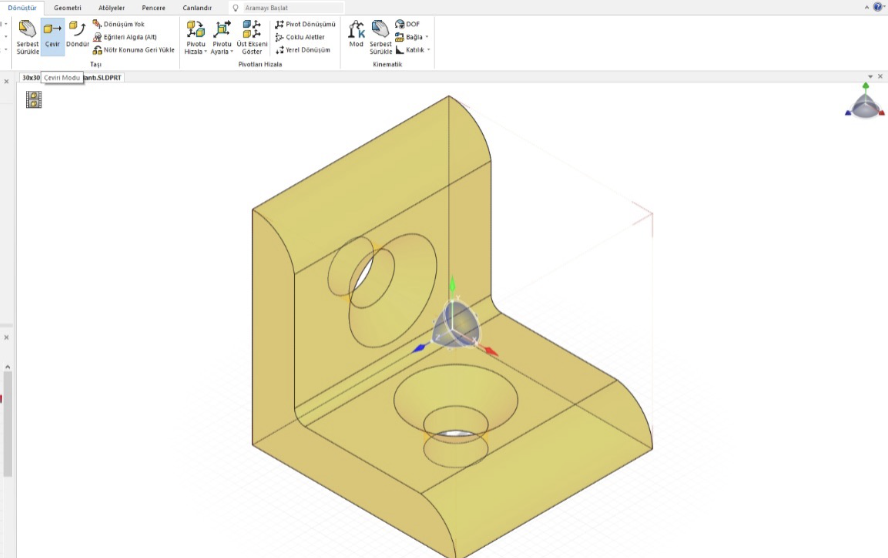 SOLIDWORKS Composer'da Taşıma İşleminde Tek Eksen Sorunu