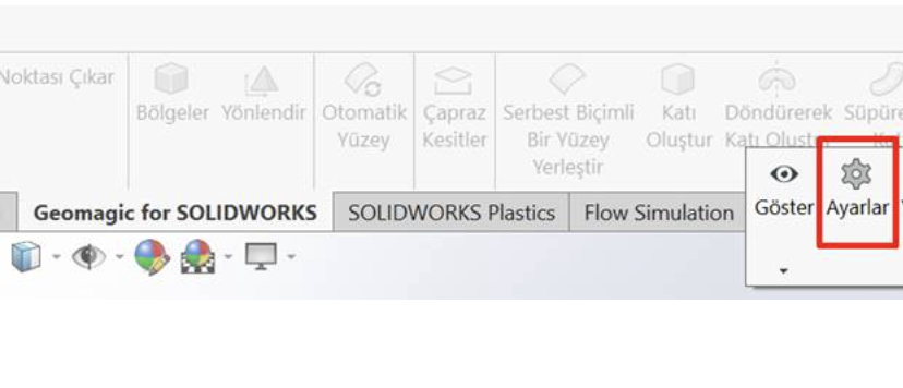 Geomagic For SOLIDWORKS İçerisinde Varsayılan Tarayıcı Değiştirme