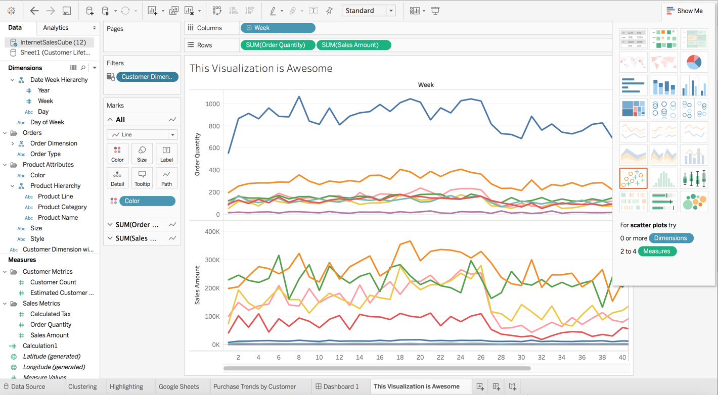 A screenshot demonstrating Tableau data visualization