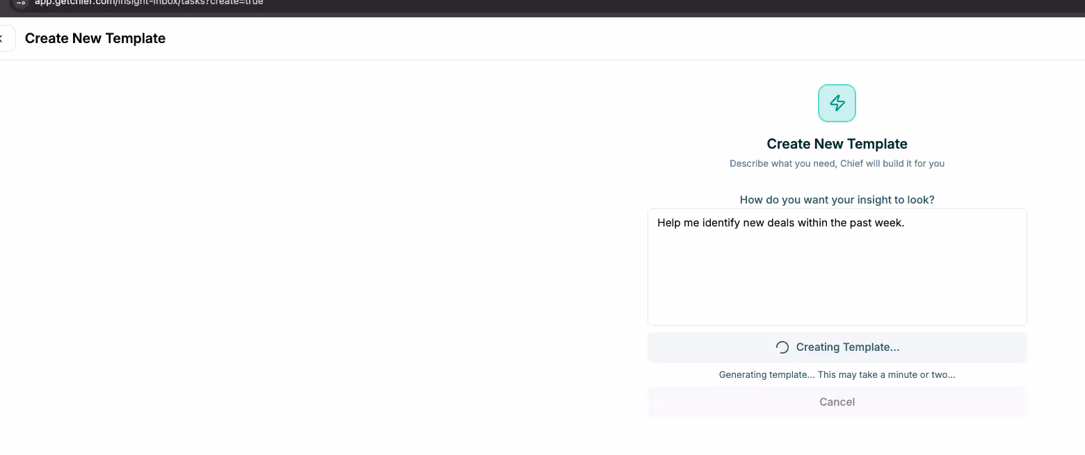 Creating an insight template in Chief