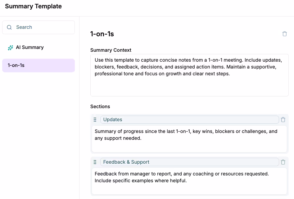 Creating a meeting summary template in Chief.