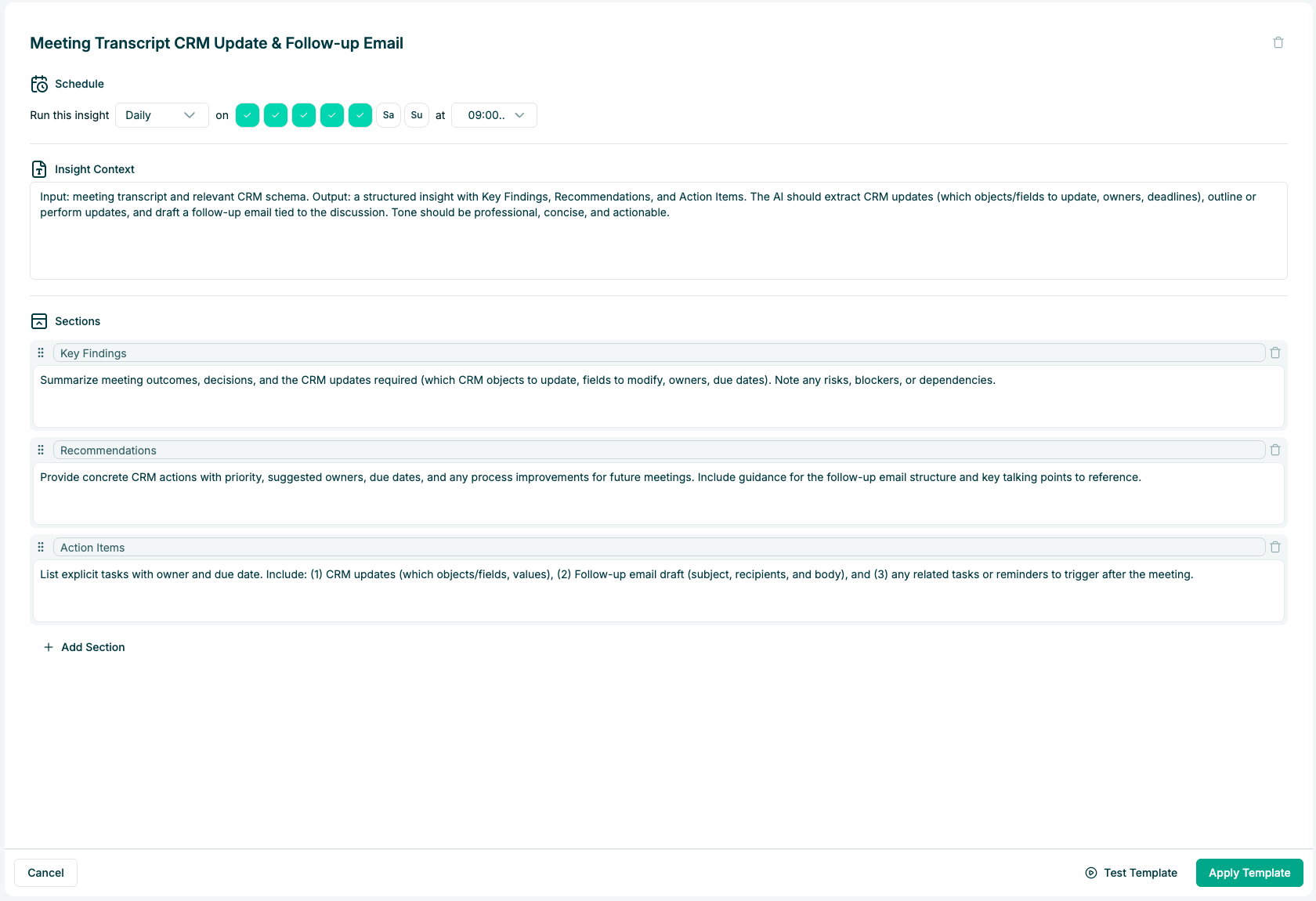 Building a task template in Chief to update CRM objects.