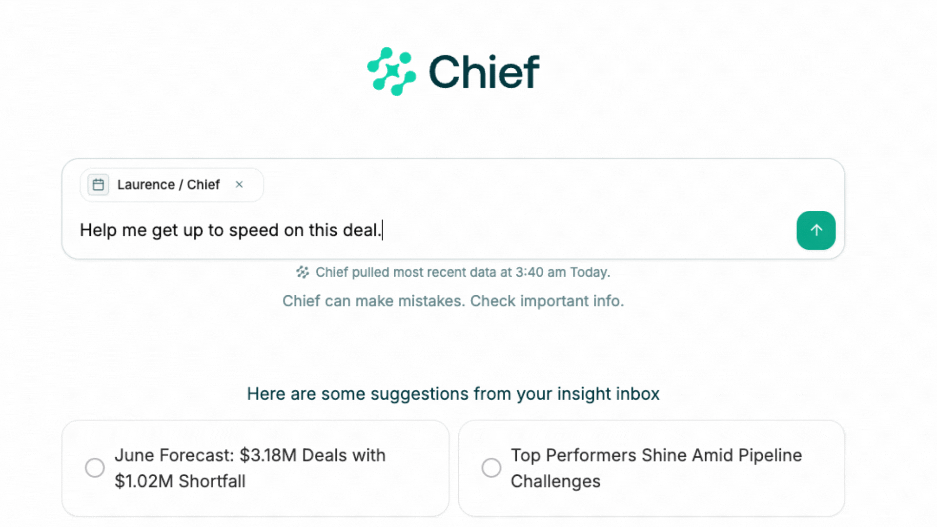 Asking Chief about a meeting and associated deal