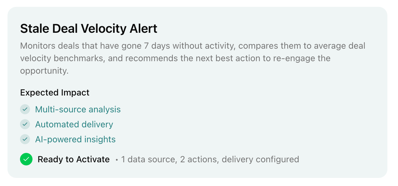 An overview of a Stale Deal Velocity Alert built in Chief