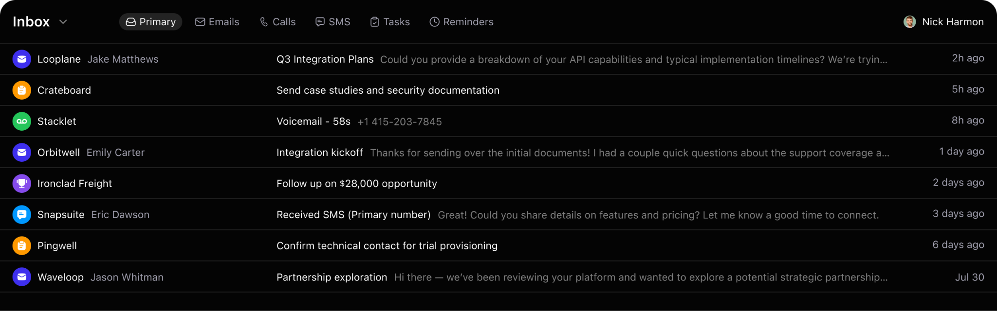 Close pipeline inbox