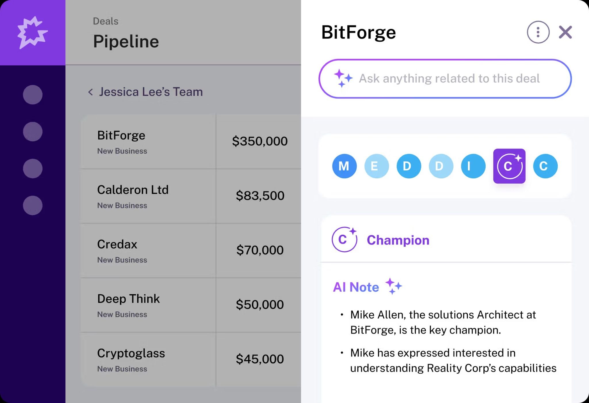 A screenshot of Gong's revenue intelligence functions