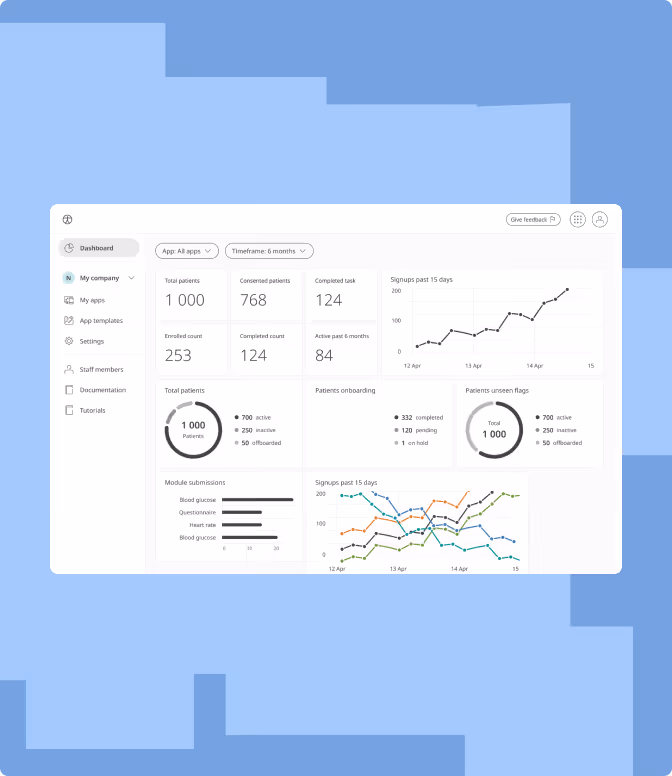 Huma health app UX screens showing accessibility-first design, high contrast typography, and guided chronic care workflows