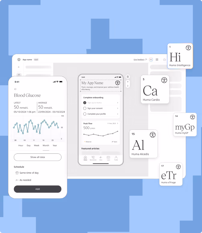 Huma web platform for clinicians — remote patient monitoring dashboard with data visualization and EMR integration
