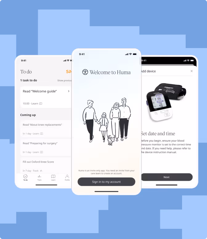 Huma web platform for clinicians — remote patient monitoring dashboard with data visualization and EMR integration