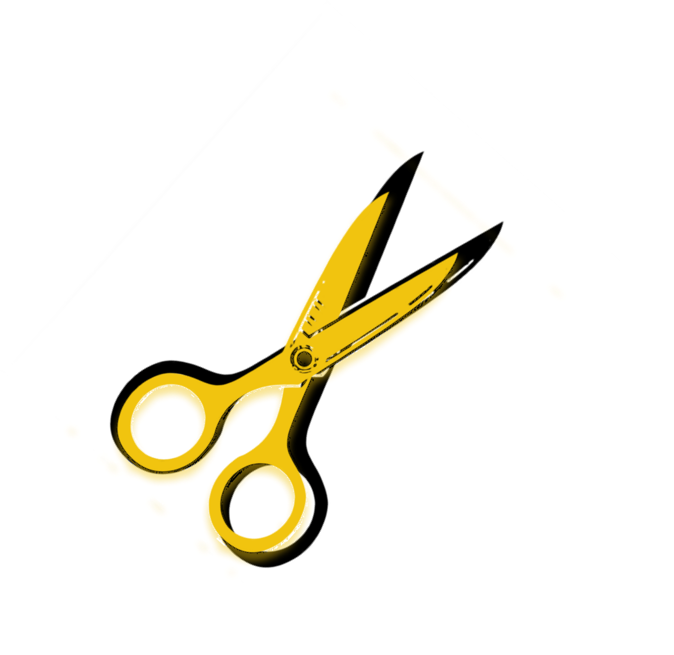 Animated scissors cutting a filmstrip, symbolizing video editing.