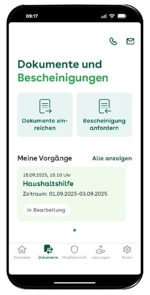 Foto eines Telefons mit der AOK App