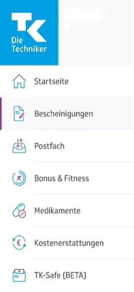 Foto eines Telefons mit der App der Techniker Krankenkasse (TK)