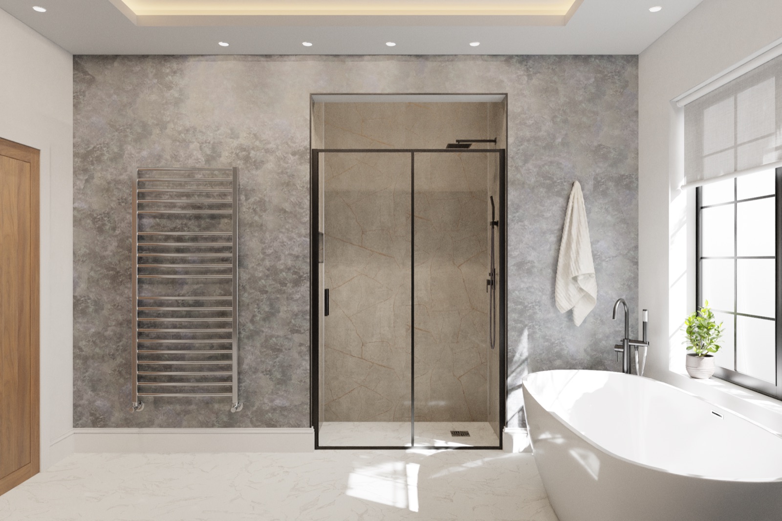 Donker wandpaneel met een robuuste steenlook structuur