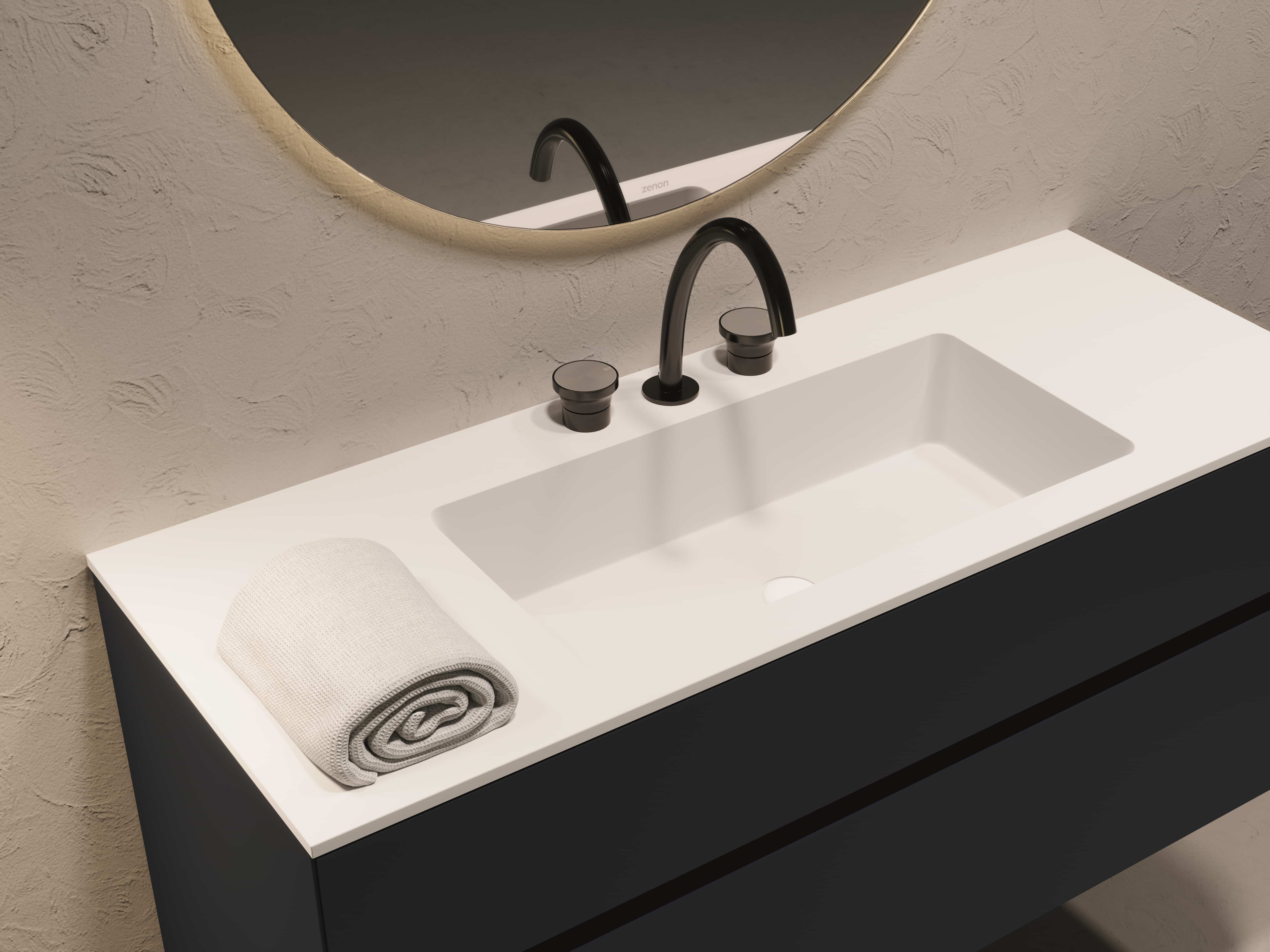 Solid Surface Wastafel met kraangat in blad