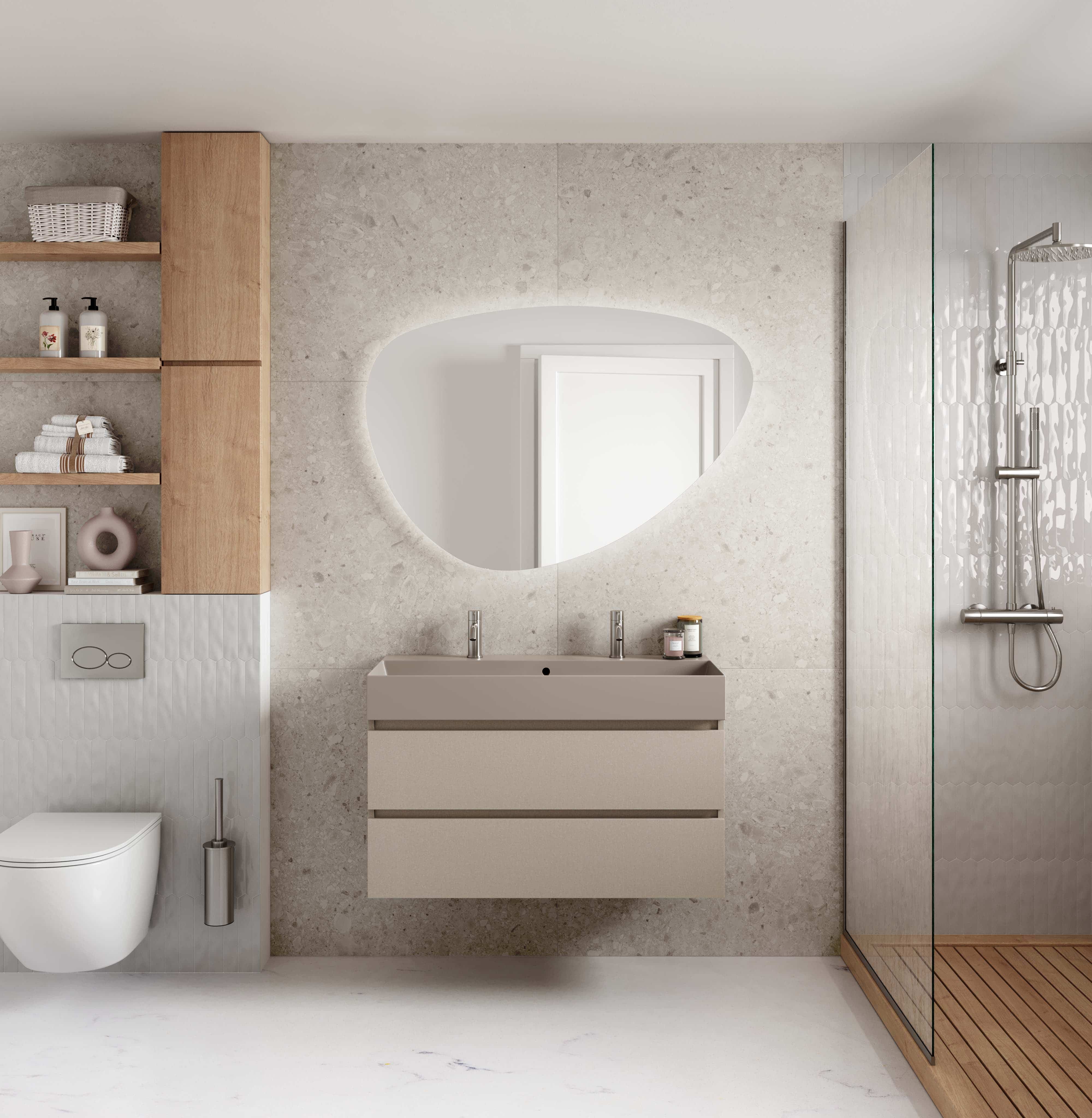 Taupe badmeubel met spiegel
