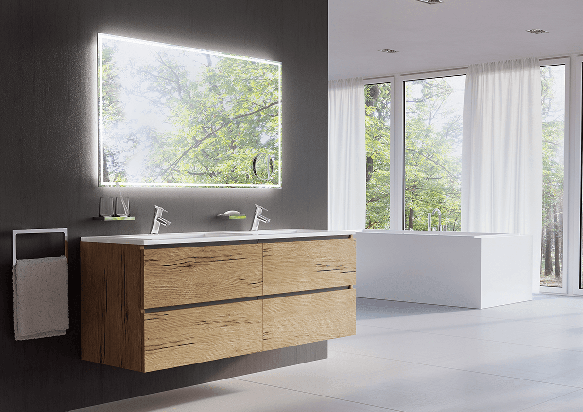 Badmeubel hout indirect verlichting