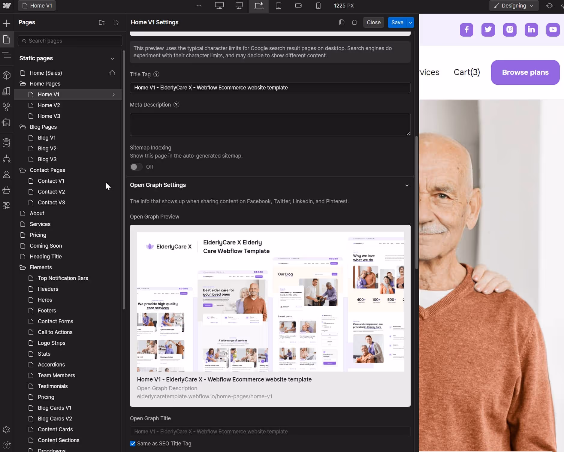 SEO - ElderlyCare X Webflow Template