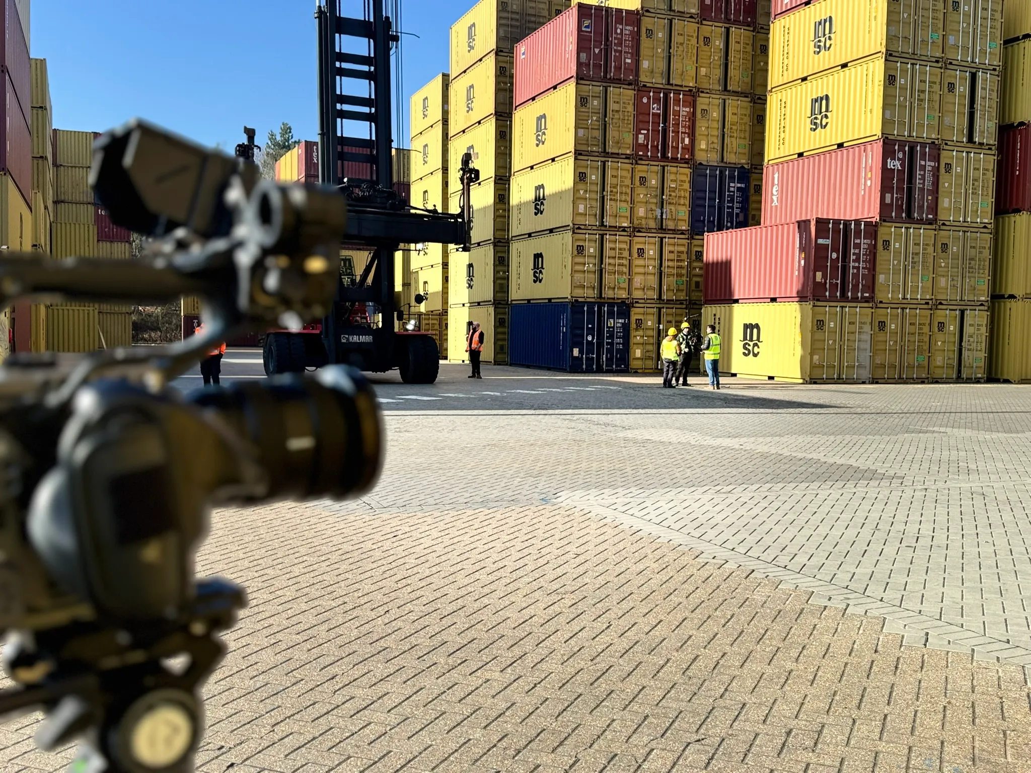 Making-Of Foto: Kamera filmt MSC Containerdepot