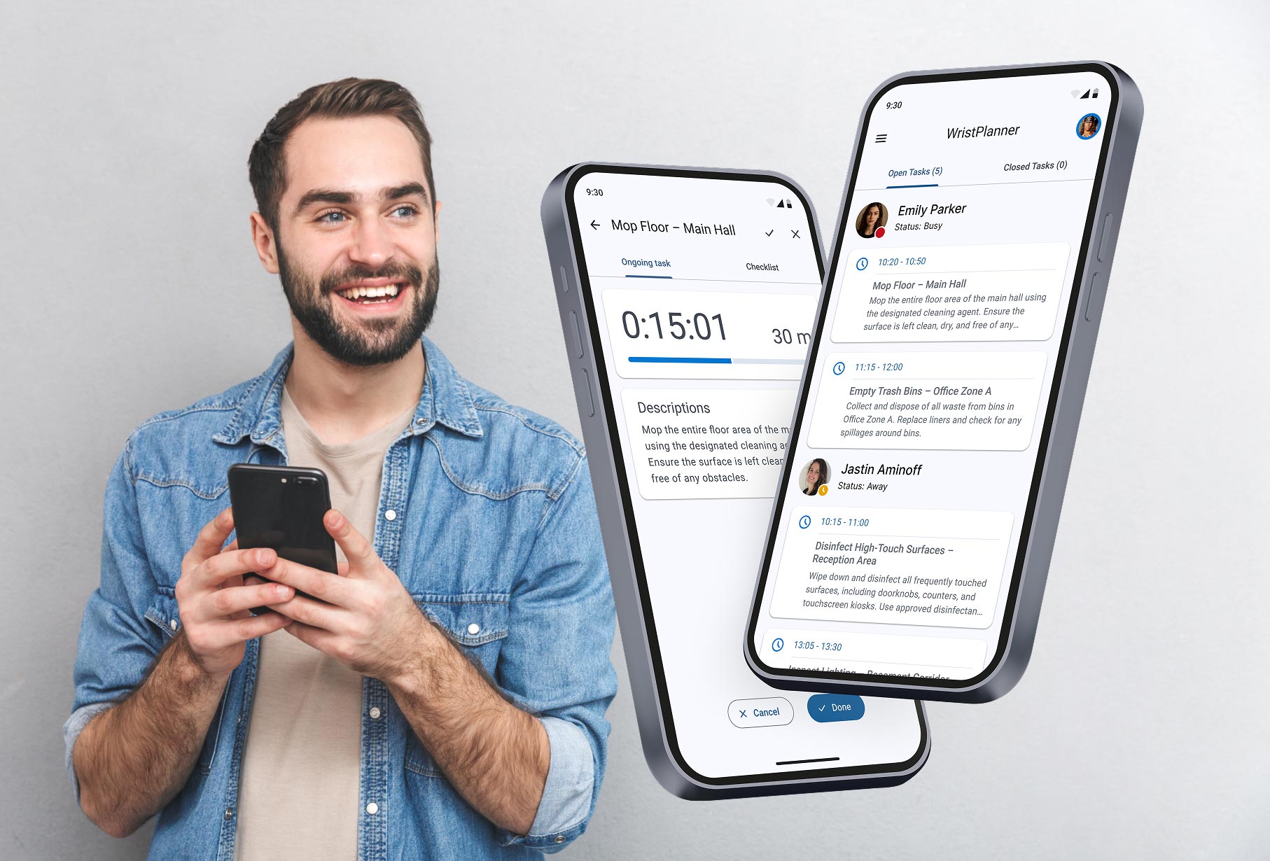 Mobile app brings the full power of WristPlanner to your smartphone. It provides instant access to work plans, task details, and dashboards—anytime, anywhere.