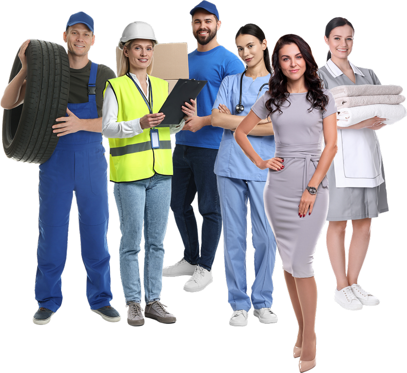 People in different roles and environments, illustrating real‑world scenarios where Work IQ is used to plan, coordinate, and execute work.