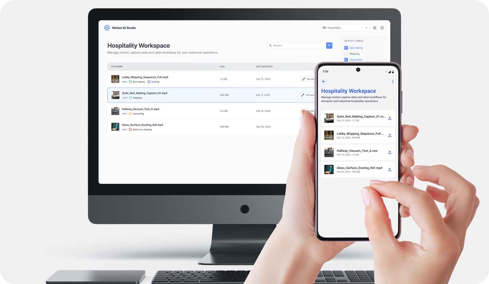 This synchronized data is uploaded to the Motion IQ cloud platform.