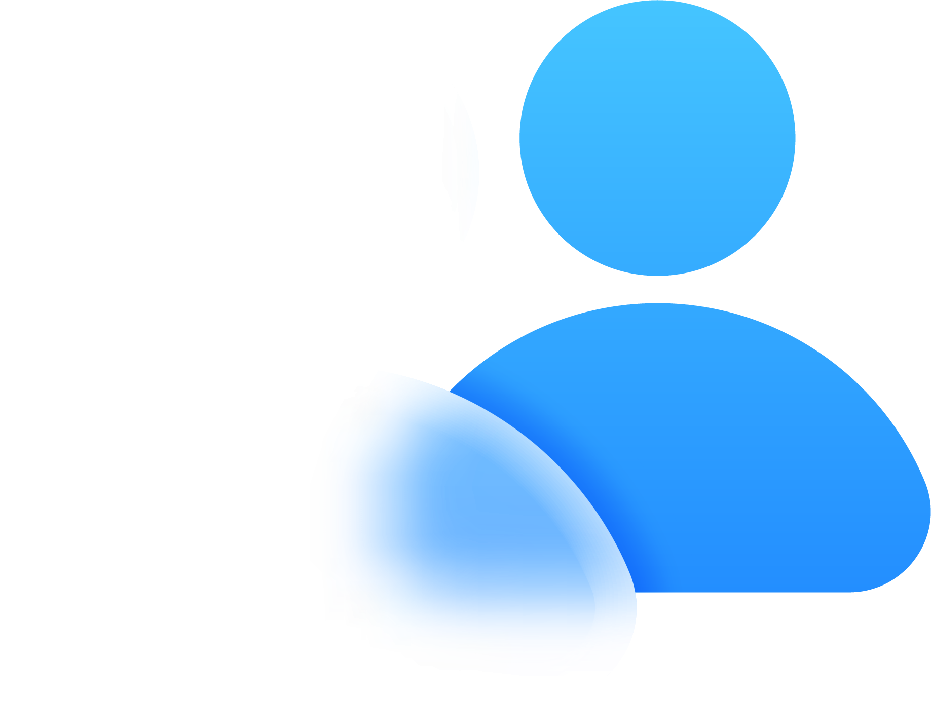 A blue person with a white background