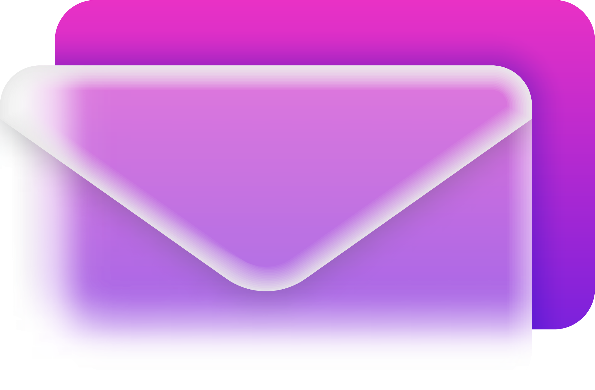 A pink and purple envelope with a white background