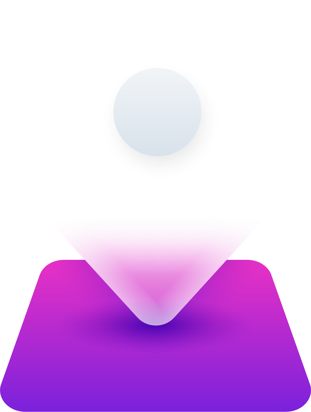 A purple and white background with a white ball